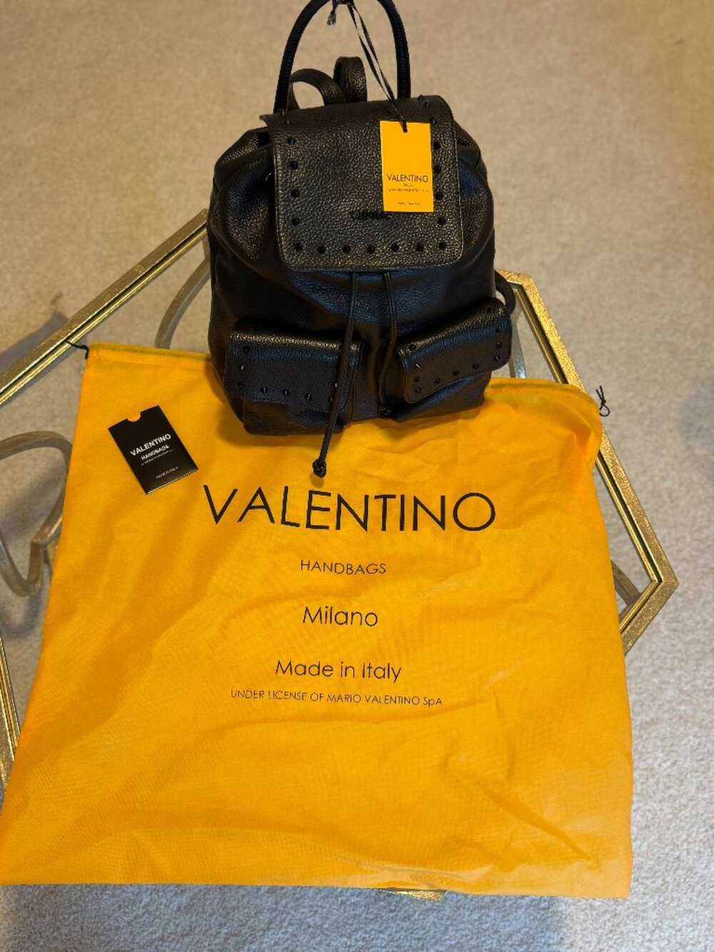 Valentino NWT Rock Stud Backpack with Dust Bag Black Leather MSRP $995